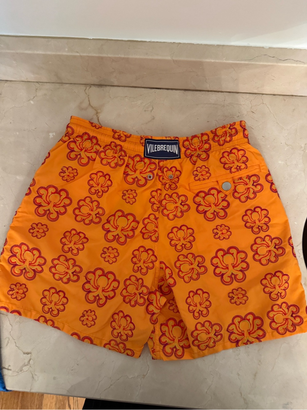 NWT Vilebrequin Limited Edition Orange Embroidered Swim Trunks